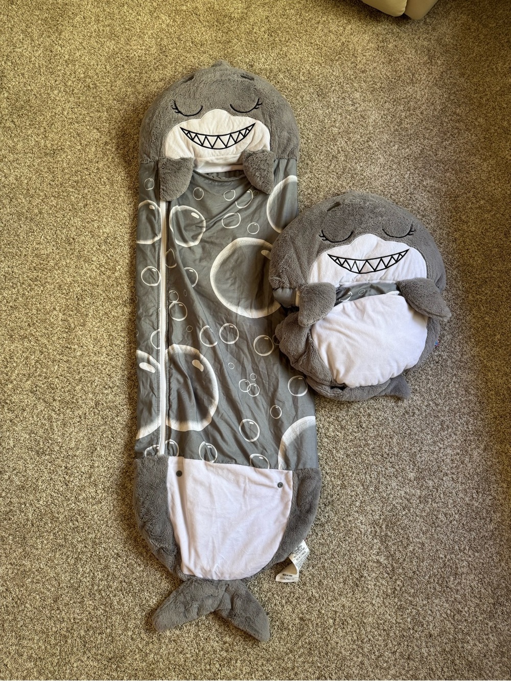 Happy Nappers - Two Gray Shark Sleeping Bags